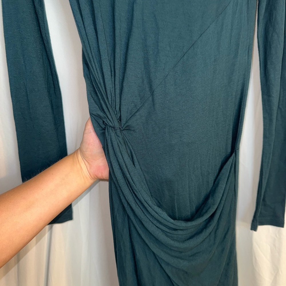 Zara Women’s Dress Small NWT | Teal Rouched Women’s Long Sleeve Dress - Picture 3 of 11